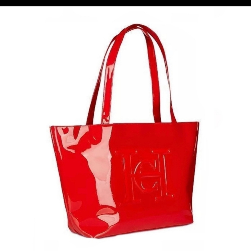 β€NWT Pretty in Red Schick Carolina Herrera Gloss Tote 12*20.5" - Picture 2 of 11